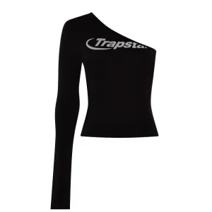 Womens Hyperdrive One Shoulder Top Black White