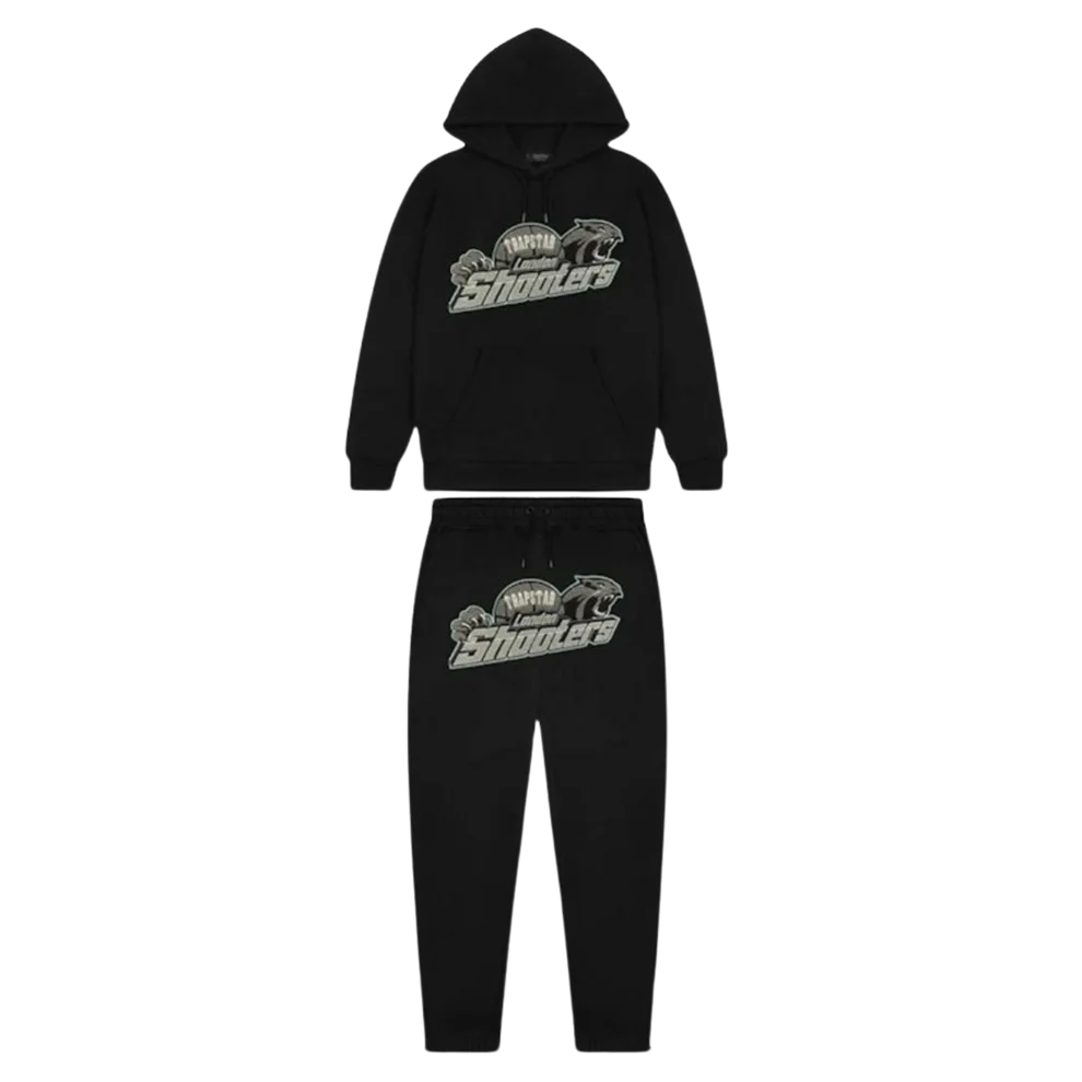 Trapstar Shooters Hooded Tracksuit Black Monochrome Edition Trapstar Shooters Hooded Tracksuit Black Monochrome Edition