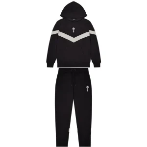 Trapstar V Stripe Hooded Tracksuit Black White Grey