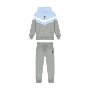 Trapstar V Stripe Hooded Tracksuit Cashmere Blue White Grey