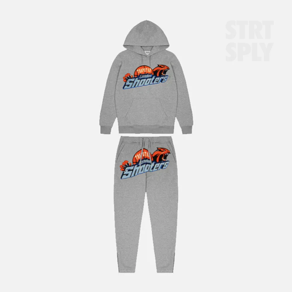 Trapstar Shooters Hooded Tracksuit Grey Red Trapstar Shooters Hooded Tracksuit Grey Red
