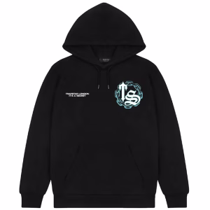 Script Hoodie Black Teal