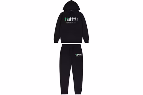 Trapstar Chenille Decoded Hooded Tracksuit Black Green Bee Trapstar Chenille Decoded Hooded Tracksuit Black Green Bee