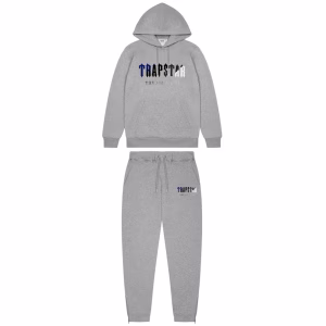 Trapstar Chenille Decoded Hooded Tracksuit Grey Revolution