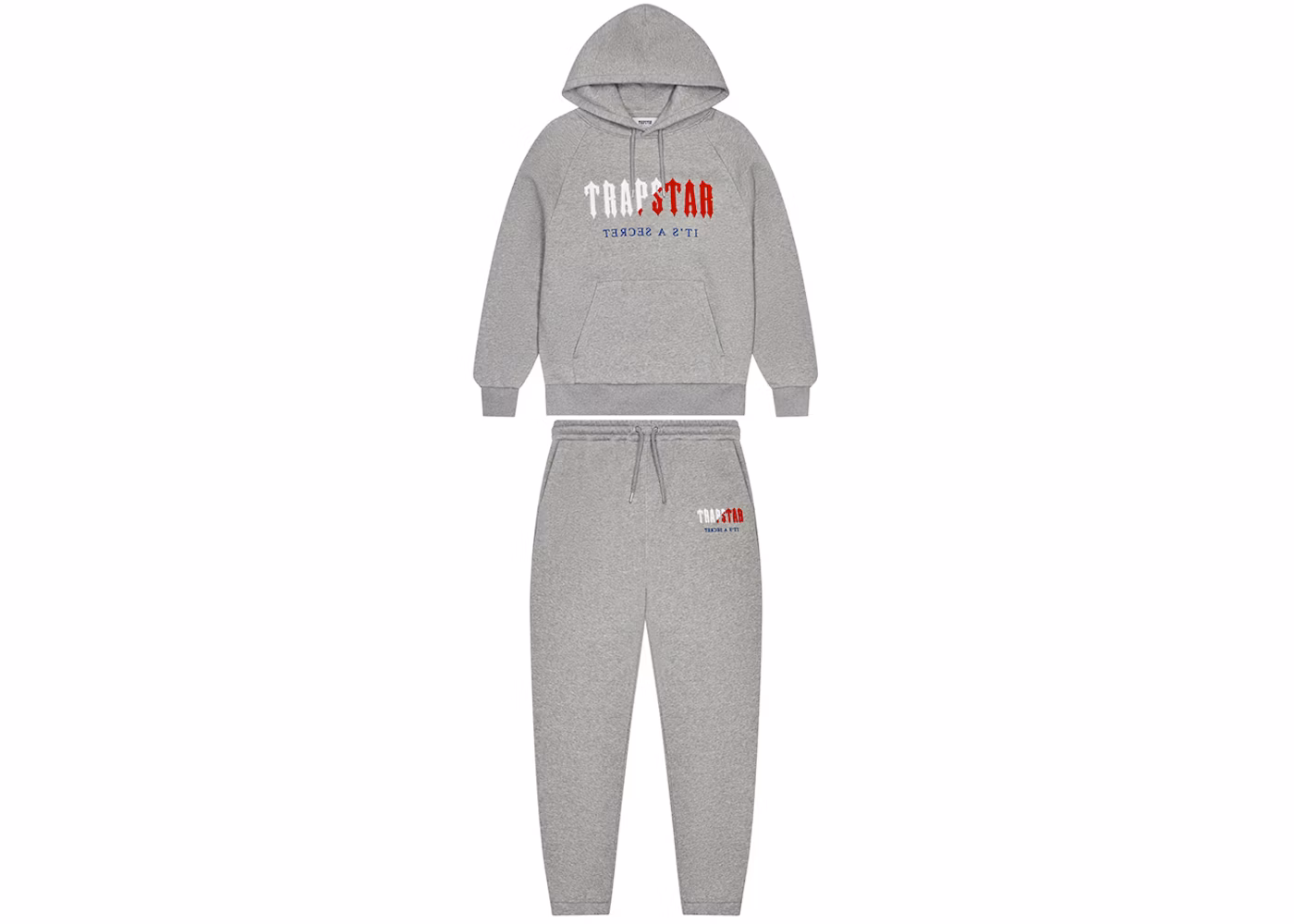 Trapstar Chenille Decoded Hooded Tracksuit Grey Red Trapstar Chenille Decoded Hooded Tracksuit Grey Red