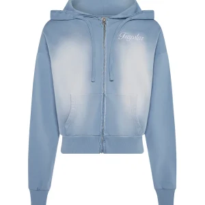 Womens Ts Star Applique Hoodie Denim Wash