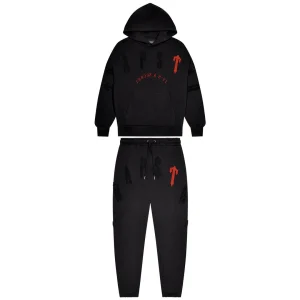 Trapstar Chenille Decoded Hooded Tracksuit Black Red