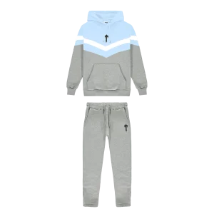 Survetement Trapstar v Stripe Bleu Blanc Gris