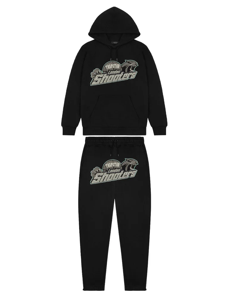 Trapstar Shooters Hooded Tracksuit Black Lime Trapstar Shooters Hooded Tracksuit Black Lime